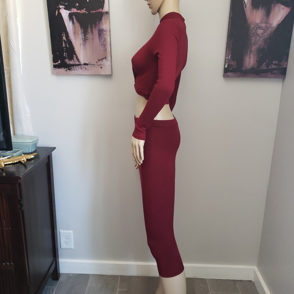 🌺HP x2🌺 2Pcs Red Long Sleeve Pencil Skirt NWOT - Picture 3 of 8